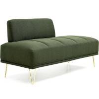 56.3" Inch Modern Loveseat Sofa, Upholstered Armless 2 Seater Couch Bench with Teddy Fabric, Gold Metal Legs for Home, Living Room (Green) - W2677P195014 56.3" Inch Modern Loveseat Sofa, Upholstered Armless 2 Seater Couch Bench with Teddy Fabric, Gold Metal Legs for Home, Living Room (Green) - W2677P195014