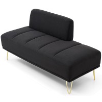 56.3" Inch Modern Loveseat Sofa, Upholstered Armless 2 Seater Couch Bench with Teddy Fabric, Gold Metal Legs for Home, Living Room (Black) - W2677P195015 56.3" Inch Modern Loveseat Sofa, Upholstered Armless 2 Seater Couch Bench with Teddy Fabric, Gold Metal Legs for Home, Living Room (Black) - W2677P195015