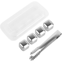 4 PCS Stainless Steel Ice Cubes, Reusable Ice Cubes with Tongs & Storage Case 4 PCS Stainless Steel Ice Cubes, Reusable Ice Cubes with Tongs & Storage Case