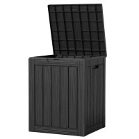 28 Gallon Outdoor Storage Deck Box, Lockable Waterproof Resin Patio Storage Box with Wood-Grain Look, Weather-Resistant, 150 lb Weight Capacity, Black, for Garden, Pool & Balcony 28 Gallon Outdoor Storage Deck Box, Lockable Waterproof Resin Patio Storage Box with Wood-Grain Look, Weather-Resistant, 150 lb Weight Capacity, Black, for Garden, Pool & Balcony