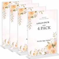 Acrylic Sign Holder 4 Pack – 5.9 x 3.9 Inch T-Base Display Stand, Clear Plastic Frame for Tabletop, Menu, Flyer, Poster, Price Tag, Office, Store, Restaurant, Wedding Acrylic Sign Holder 4 Pack – 5.9 x 3.9 Inch T-Base Display Stand, Clear Plastic Frame for Tabletop, Menu, Flyer, Poster, Price Tag, Office, Store, Restaurant, Wedding