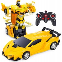 Remote Control Transforming Car Robot – 2.4GHz RC Deformation Car with One-Click Transformation, 360° Rotation, LED Lights, Rechargeable Battery – Yellow Sports Car Robot Toy for Kids Remote Control Transforming Car Robot – 2.4GHz RC Deformation Car with One-Click Transformation, 360° Rotation, LED Lights, Rechargeable Battery – Yellow Sports Car Robot Toy for Kids