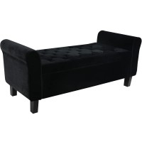 Velvet Storage Bench, 51 inch Button Tufted Storage Ottoman with Hidden Storage, Solid Wood Legs for Home, Bedroom, Living Room, Entryway (Black) - FT-O2A-1VEBL Velvet Storage Bench, 51 inch Button Tufted Storage Ottoman with Hidden Storage, Solid Wood Legs for Home, Bedroom, Living Room, Entryway (Black) - FT-O2A-1VEBL