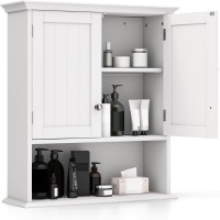Wall Mounted Bathroom Cabinet with Double Doors and Open Shelf, Adjustable Shelves, Magnetic Door Catch, MDF Wood Storage Organizer for Bathroom, Kitchen, or Living Room – White, 23.5”W x 8”D x 28”H Wall Mounted Bathroom Cabinet with Double Doors and Open Shelf, Adjustable Shelves, Magnetic Door Catch, MDF Wood Storage Organizer for Bathroom, Kitchen, or Living Room – White, 23.5”W x 8”D x 28”H