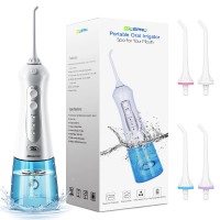 MOSPRO Electric Water Flosser, Dental Oral Irrigator with 4 Jet Tips, 3 Modes, 300ML Water Tank, USB Rechargeable for Teeth, Gums, Braces, Dental Care (White-Blue) - FC159 MOSPRO Electric Water Flosser, Dental Oral Irrigator with 4 Jet Tips, 3 Modes, 300ML Water Tank, USB Rechargeable for Teeth, Gums, Braces, Dental Care (White-Blue) - FC159