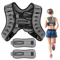 PACEARTH Weighted Vest with Ankle/Wrist Weights, Adjustable Weight Vest with Reflective Stripe for Workout, Strength Training, Running (6 LBS) PACEARTH Weighted Vest with Ankle/Wrist Weights, Adjustable Weight Vest with Reflective Stripe for Workout, Strength Training, Running (6 LBS)