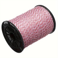 Electric Fence Polywire Rope, 500 m / 1640 ft Portable Fencing Wire with 6 Stainless Steel Conductors and 15 Plastic Strands, Red White Livestock Fence Line for Farm Pasture Grazing Electric Fence Polywire Rope, 500 m / 1640 ft Portable Fencing Wire with 6 Stainless Steel Conductors and 15 Plastic Strands, Red White Livestock Fence Line for Farm Pasture Grazing