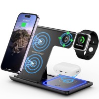 3 in 1 Wireless Charger, Universal Compatible Foldable Charging Station with Night Light for iPhone, Android, Apple Watch, Airpods (Black) - X004IXK2IL 3 in 1 Wireless Charger, Universal Compatible Foldable Charging Station with Night Light for iPhone, Android, Apple Watch, Airpods (Black) - X004IXK2IL