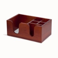 6-Compartment Desktop Organizer, 26 x 16 x 11 cm Wooden Box Caddy with Mahogany Finish 6-Compartment Desktop Organizer, 26 x 16 x 11 cm Wooden Box Caddy with Mahogany Finish