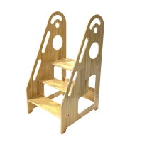 INTEXCA Wooden Step Stool, Adjustable Kitchen Step Stool for Kids and Toddlers with Adjustable Platform for Kitchen, Bathroom, Bedroom - 01 INTEXCA Wooden Step Stool, Adjustable Kitchen Step Stool for Kids and Toddlers with Adjustable Platform for Kitchen, Bathroom, Bedroom - 01